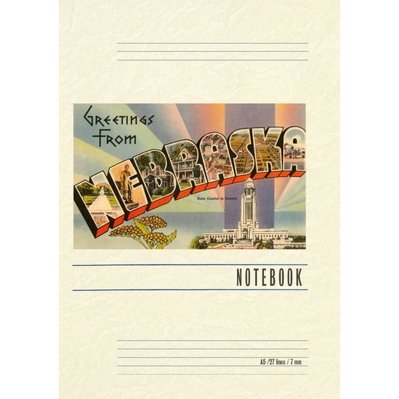 Vintage Lined Notebook Greetings from Nebraska, (Paperback)