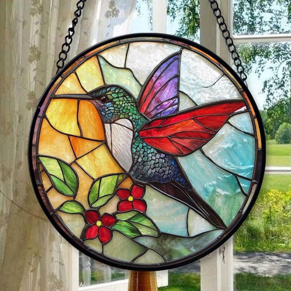 Ornament Window Hanging, Hummingbird Gifts Sun Catchers Diamond Glass Panel Hangings Birds Suncatcher Decor for Birthday for Women, Men, Wife, Aunt, and Mom, 2025, Holiday