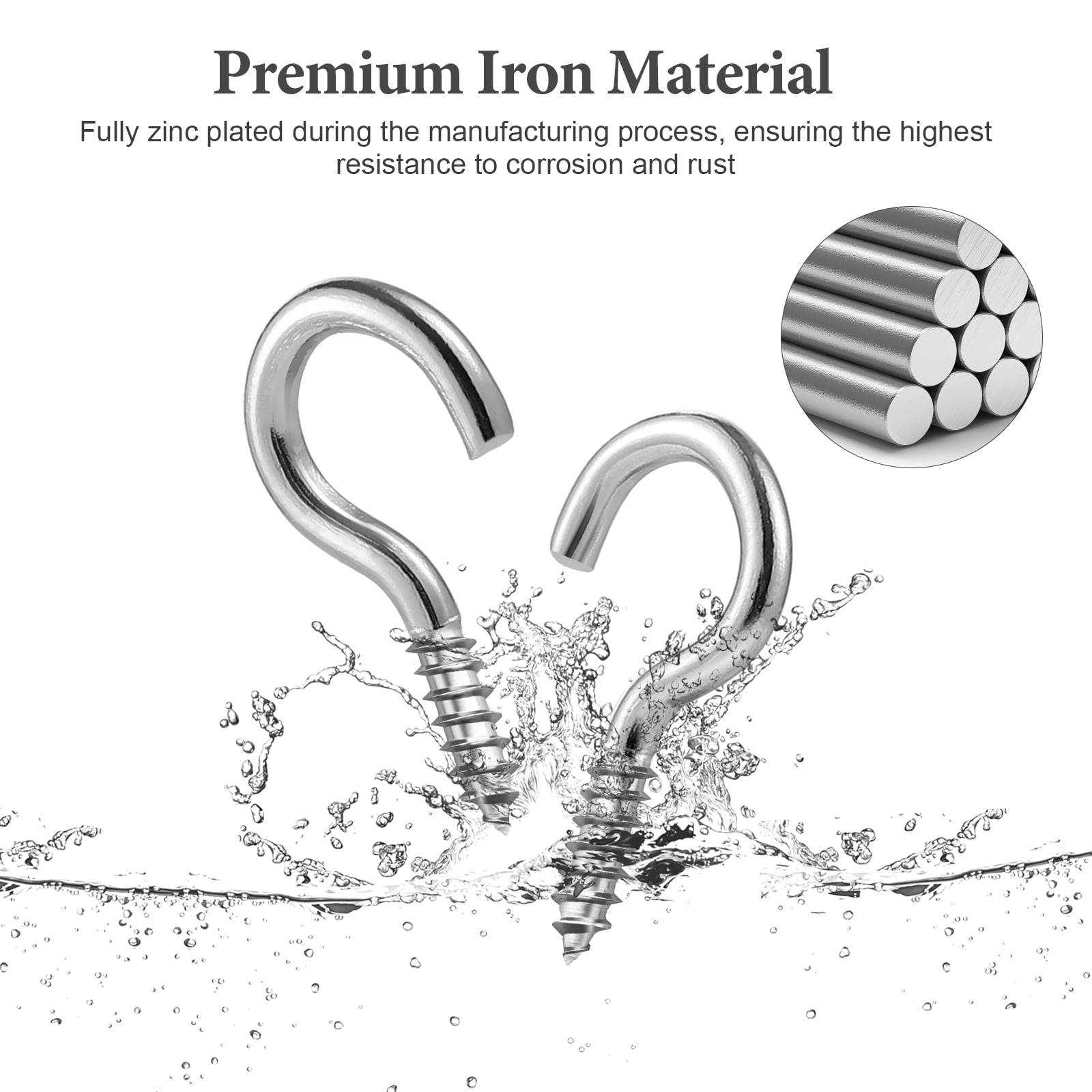 HEALLILY 100pcs Screw Hooks Heavy Duty Ceiling Hooks Multipurpose Screw