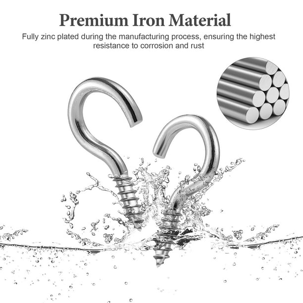 HEALLILY 100pcs Screw Hooks Heavy Duty Ceiling Hooks Multipurpose Screw