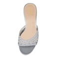 thumbnail image 3 of YDN Women Open Round Toe Woven Mules Slip on Cutout Chunky High Heels Casual Dressy Work Slide Sandals Size 6 Light Blue, 3 of 5
