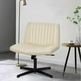thumbnail image 7 of PayLessHere Criss Cross-Leg Office Chair - Armless Adjustable Fabric Seat,with No Wheels, Beige, 7 of 7