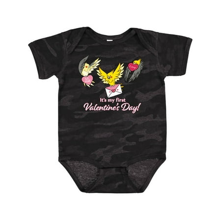 

Inktastic It s My 1st Valentine s Day Birds Gift Baby Boy or Baby Girl Bodysuit