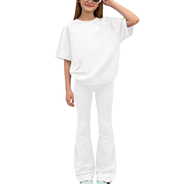 Camisas de Manga Larga de Niños Tamaño 12-14 Juventud Color Sólido Manga Corta Superior Y Pantalones Largos de Dos Piezas Conjunto de Niños de Vestir Casual