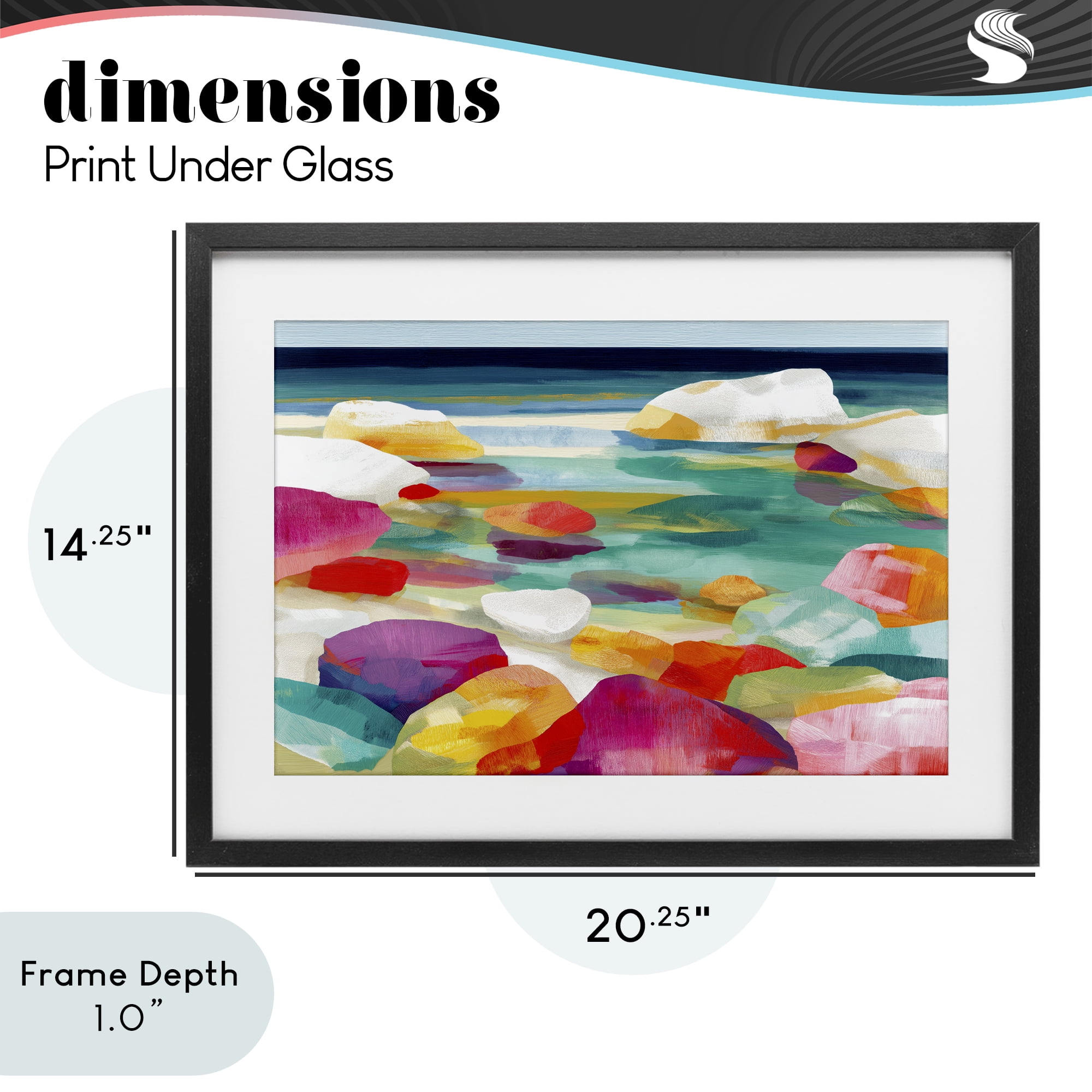 Stupell Industries Vivid Stones By The Shore Black Framed Print Under Glass, design by Chromatic Storm Studio