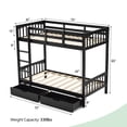 thumbnail image 2 of Ktaxon Solid Wood Twin-over-Twin Bunk Bed, Bunk Bed Frame with Guardrails & Charging Station, Black, 2 of 10