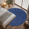 thumbnail image 3 of Navy Blue 4ft Round Rug, Farmhouse Burlap Solid Blue Color Modern Linen Texture Non-Skid Rubber Backing Large Area Rugs - Living Room Bedroom Home Office, Indoor Floor Mat Carpets Washable Rug, 3 of 9