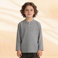 thumbnail image 2 of TOWED22 Boys Long Sleeve Henley Shirts Casual Crewneck Tees with Buttons Soft Shirts for Boys,Grey,9-10 Y, 2 of 7