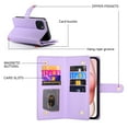 thumbnail image 2 of Allytechgroup Wallet Case for Apple iPhone 15, 9 Cards Holder + Zipper Pocket + Hand Wrist Shockproof Stand Flip Cover RFID Blocking Phone Case for Women Men, Purple, 2 of 7