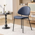 thumbnail image 6 of Upholstered PU Leather Dining Chairs (Set of 4), Mid-Century Modern, Curved Backrest, Blue, 6 of 8