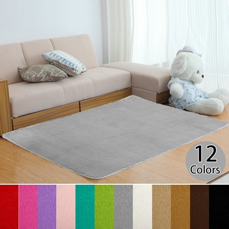 Modern Cozy Soft Fluffy Floor Rug Blanket Anti-skid Shag Shaggy Area Rug Bedroom Living Dining Room Lounge Carpet Yoga Mat Child Play Mat 35.4 x 62.9 inch