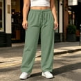 thumbnail image 6 of TaTaai Womens Plus Size Solid Drawstring Elastic Waist Sweatpants with Pockets Loose Casual Trousers Bottoms for Daily Home, 6 of 8
