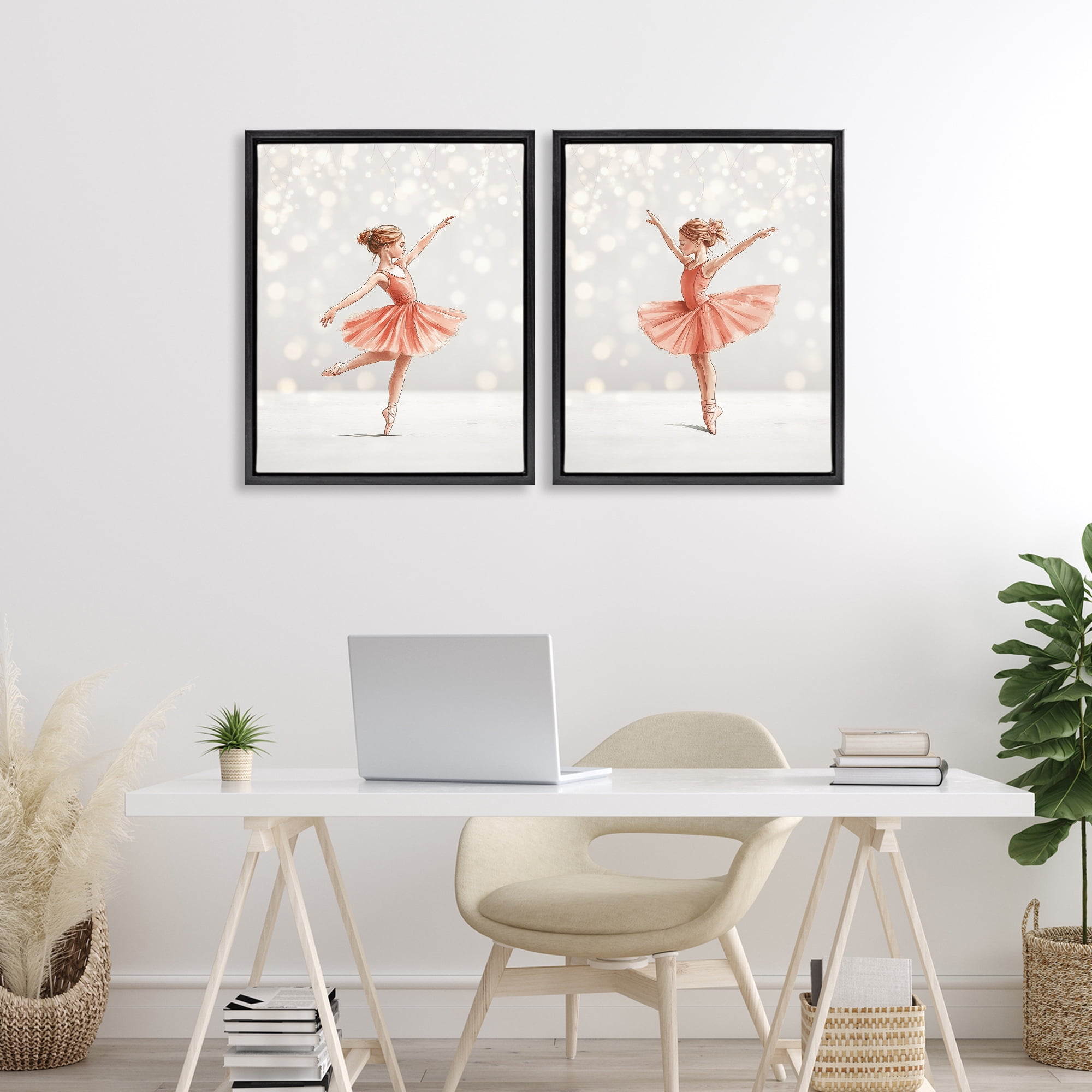 Stupell Industries Dancers In The Light 2 Piece Black Framed Floater Canvas Set, design by Christine Simpson Art