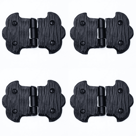 4 Pack 3.5 inch Decorative Hinges Black Wrought Iron Hinges Decorative Hinges Small Flush Mount Western Style Hinges Vintage Furniture Hardware The Farmhouse Series by Borderland Rustic Hardware