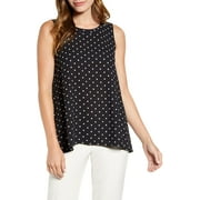 Womens Blouse White Small Dot-Print High-Low S