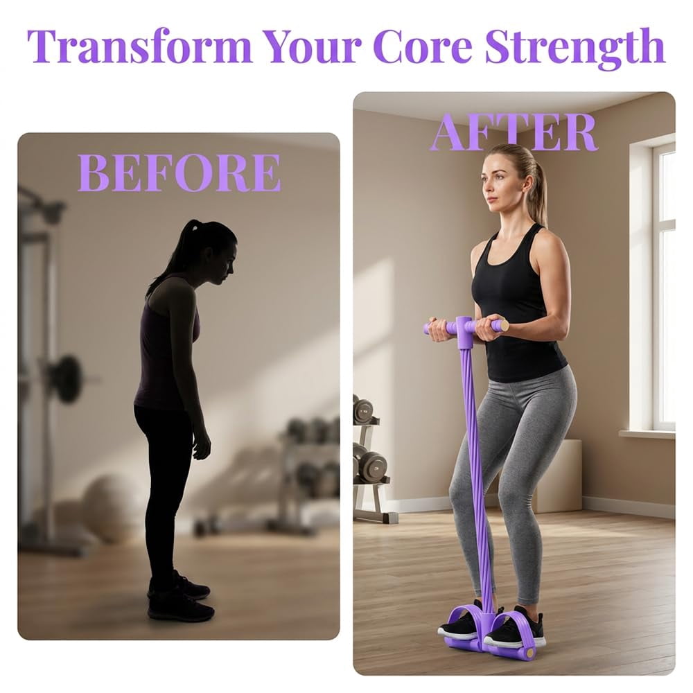 2026 Multifunction Pedal Resistance Band | Adjustable Pedal Resistance Band with Handles 8-Tube Resistance Rope Soft Foam Foot Pedal for Full Body Home Fitness Abs Arms Legs Waist Training