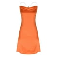 thumbnail image 5 of Summer Saving Wycnly Formal Dresses for Women Cocktail Party Prom Sexy Slim Spaghetti Strap Mini Dresses Sleeveless V-Neck Solid 2024 Summer Short Dress Orange XL, 5 of 6