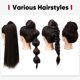 thumbnail image 3 of Zhuge Extensiones de cola de caballo de 20" con cordón, cola de caballo falsa larga y recta, extensión de cabello con clip suave natural, postizo sintético resistente al calor, E, 3 of 3