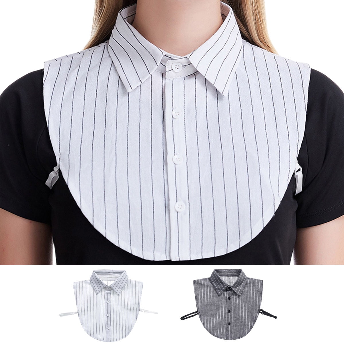 Women Detachable Bowknot Lace Fake Collar Dickey Half Shirts Blouse False Bib 