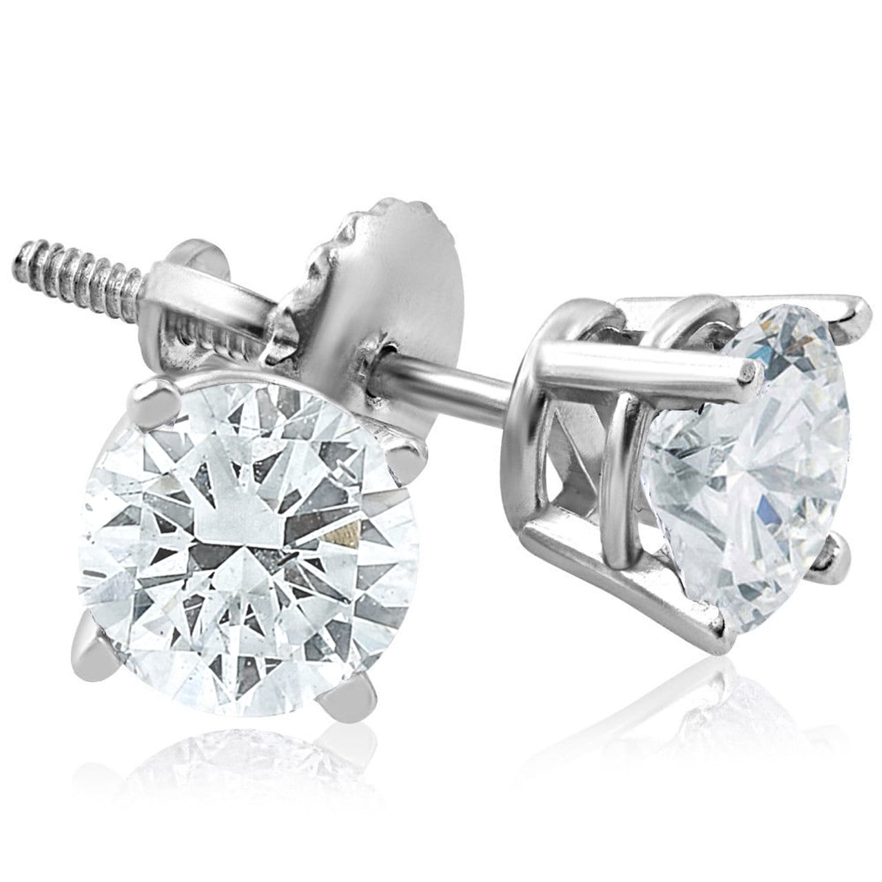 1ct Diamond Studs Platinum With Screw Backs