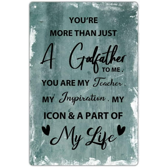Godmother Godfather Metal Sign - Gifts from Godson Goddaughter, Thank You Gifts Tin Sign for Bedroom, Special Blessings Birthday Christmas Thanksgiving Iron Poster 5.5x8 inches