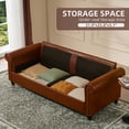 thumbnail image 3 of LeChapitre 80'' Faux Leather Sofa with Storage Seats, Classic 3-Seater Couch with Nailhead Trim, Easy Assembly, Brown, 3 of 8