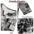 thumbnail image 6 of WellSize Plus Size Womens Tunic Tops 3/4 Sleeve Dressy Fall Blouses Casual V Neck Floral Shirts Tunics for Leggings, 6 of 8