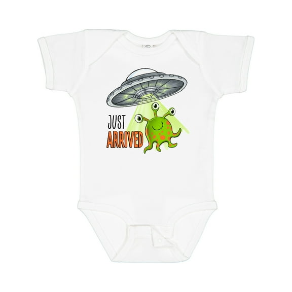 Inktastic Just Arrived Cute Green Alien Ufo Newborn Baby Boys or Girls Baby Bodysuit