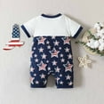 thumbnail image 4 of Fesfesfes Toddler Summer Neutral Baby Bodysuit Boys Girls' Independence Day Five-pointed Star Usa Flag Printed Short Sleeve Wrap Bottom Romper, 4 of 9