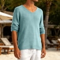 thumbnail image 7 of Men Fall Blouse Mineart Men's Solid V Neck Long Sleeve Hollow Out Knit Sweater Tops Loose Fit Casual Acrylic Knitwear Blouses Lightweight Breathable Pullover Shirts, 7 of 7