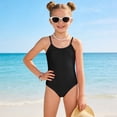thumbnail image 2 of mgoYE Girl Swimsuits Size 6-7 Girls Swimsuit One Piece Swimsuits Solid Color Bathing Suit Colorful Contrast Trim Adjustable Straps Swimwear(Black,4-5 Years), 2 of 9
