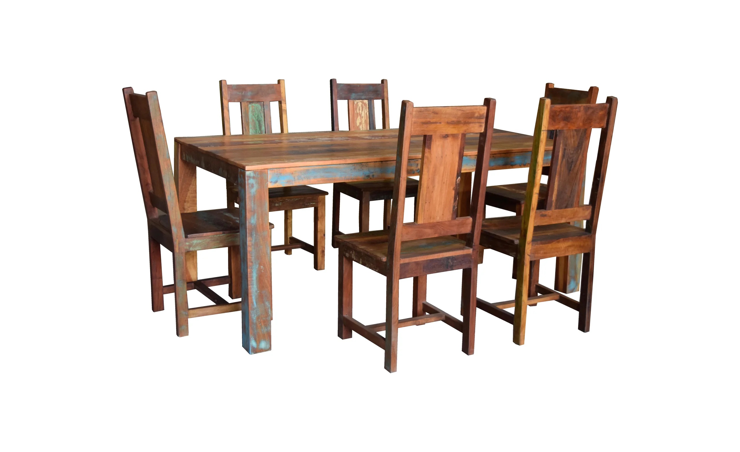 Trinidad Solid Reclaimed Wood Rectangular Dining Table in Multi-Color