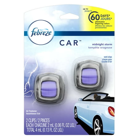 Febreze Car Air Freshener, Midnight Storm, 2 Clips