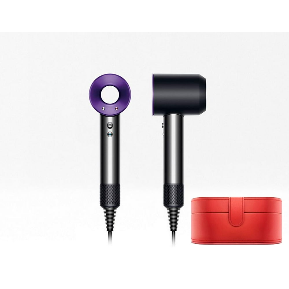 Dyson Supersonic hair dryer black/purple with Red presentation case