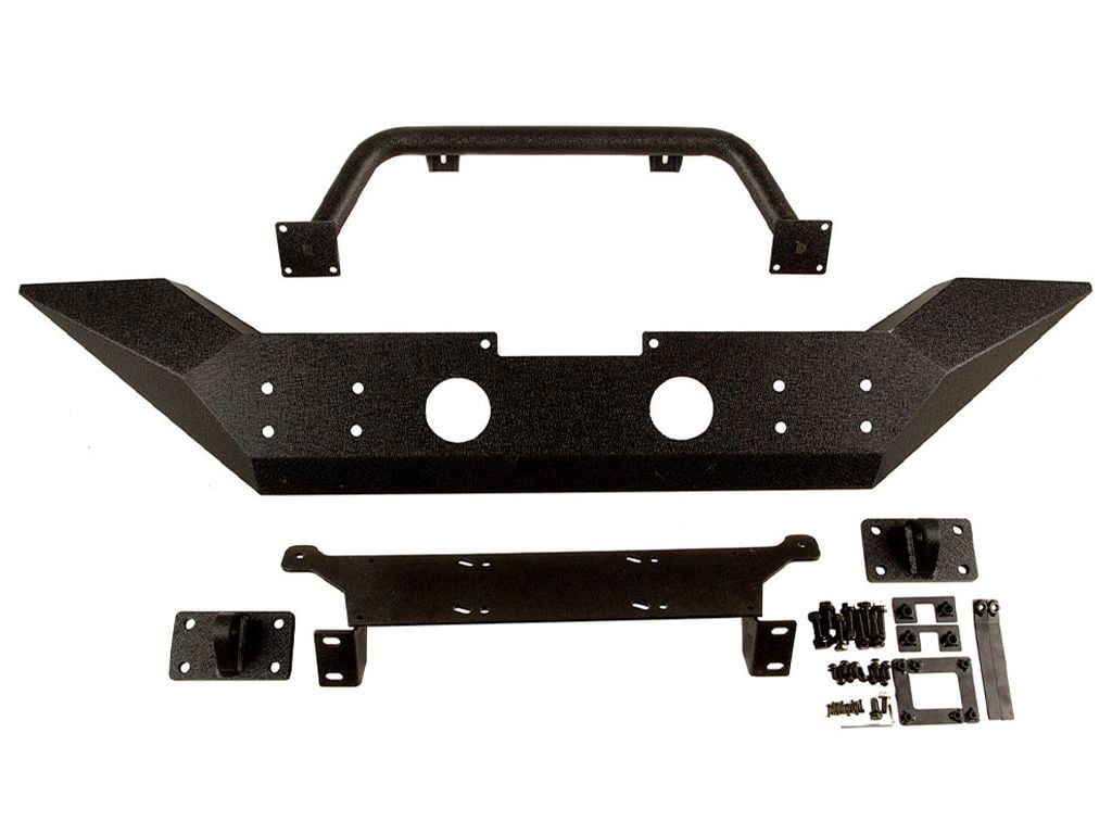 Rugged Ridge by RealTruck Spartan Bumper, Front for Jeep JL/JT|Full-Width w/ High-Clearance Ends & Overrider, Steel, Textured Black Compatible with 2018-2024 Jeep Wrangler JL; 2020-2024 Gladiator JT