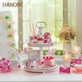thumbnail image 5 of Hanobe Farmhouse Wooden Two Tiered Tray Stand:  2 Tier Trays Decor Wood for  Kitchen Island Decor Home Decor Living Room Coffee Table Centerpieces（White）, 5 of 13
