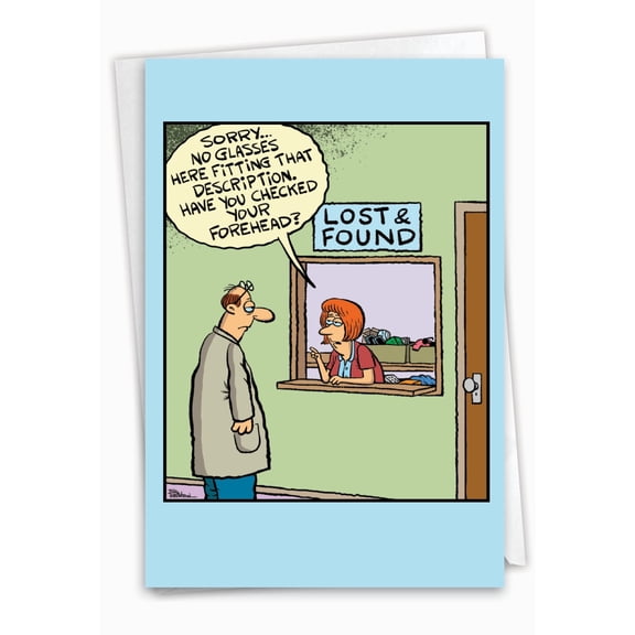 NobleWorks Funny Birthday Greeting Card with 5 x 7 Inch Envelope (1 Card) Bday Lost Glasses C7856BDG