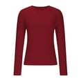 thumbnail image 3 of Srogem Women's Long Sleeve Stretch Tops Crew Neck Shirts Casual Slim Fit T Shirts Tee Tops Ribbed Basic Shirts, 3 of 7