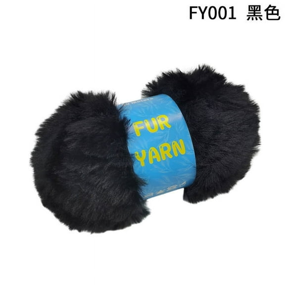 ERDOUY 1 Skeins Super Soft Fur Yarn Chunky Fluffy SoftFaux Fur Yarn for Crochet Knit-Total Length 1×30m(1×33yds,50g×1)-Black