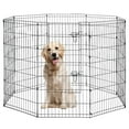 thumbnail image 1 of Enclos pour Chien de 42 Pouces Portable et à Forme Ajustable, Parc pour Animaux à 8 Panneaux, Enclos d'Exercice pour Chien avec Boucle en Métal, Enclos Intérieur Extérieur pour Chiens Moyens et Petits, Noir, 1 of 7