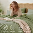 thumbnail image 4 of Amberspace Prewashed fabric 7-piece Bed in a Bag Comforter Set with Sheets,Sage green,Queen, 4 of 9