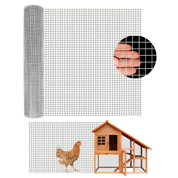 1/2 Inch Hardware Cloth 36in x 50ft, 19GA Heavy Duty Hot-Dipped Galvanized Chicken Wire Mesh Roll - Rustproof Welded Fencing for Chicken Coop, Rabbit Cages, Poultry Netting & Garden Protection-Sliver