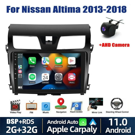 LICHENGTAI Car Stereo Radio Fit for Nissan Altima 2013-2018, Built-in Wireless Carplay Android Auto, 10.1 Inch Touch Screen Radio with Bluetooth GPS Navigation WiFi HiFi FM RDS Backup Camera, 2 32G