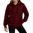 thumbnail image 3 of Mohiass Pullover Hoodies for Women Oversized Fall Trendy 2025 Hooded Sweatshirts Drawstring Fleece Lined Preppy Clothes Wine XL, 3 of 5