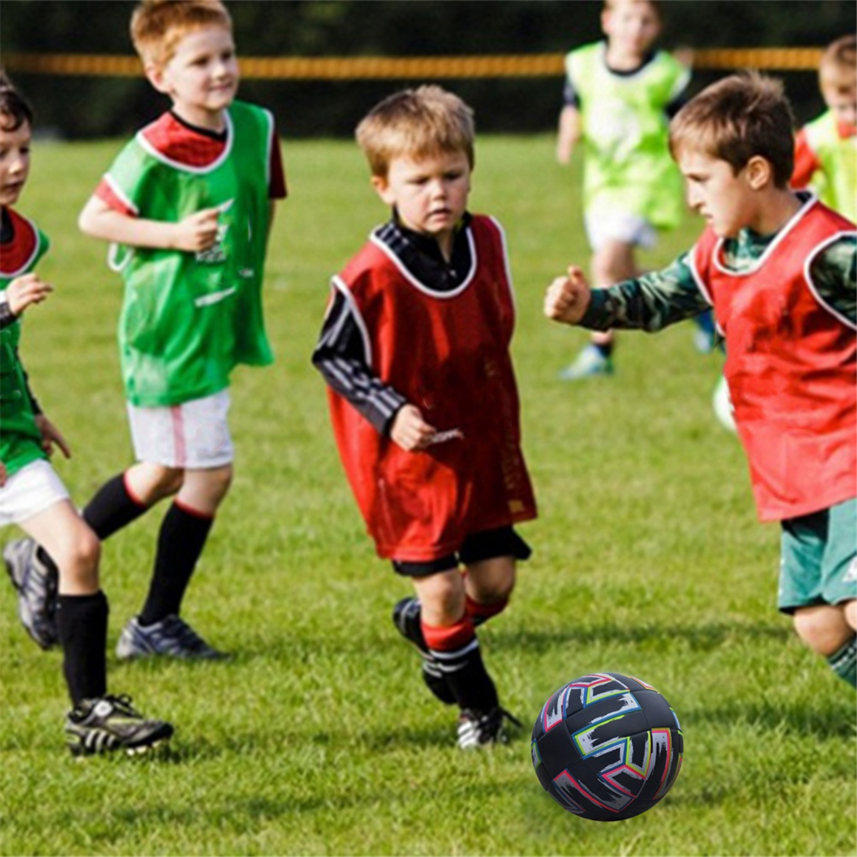 Soccer Size 5 Black PU Non-Slip Grass Football Adult Indoor Outdoor Wear- PU Soccer