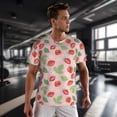 thumbnail image 3 of Wukai Strawberry Floral Print Men's Short-Sleeved Mesh T-Shirt,Quick-Dry Short Sleeve Workout T-Shirt-Large, 3 of 8