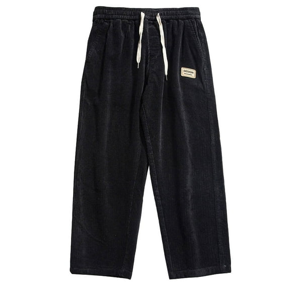 oqasdz Pants for Men Autumn Winter Straight Leg Tube Sag Loose Fashion Cordiroy Gray Sports Flannel Trousers