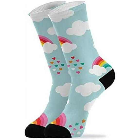 Coolnut Rainbow Socks Winter Warm Socks Fashion Print Socks Novelty Casual Socks for Men Women( 1 Pack)