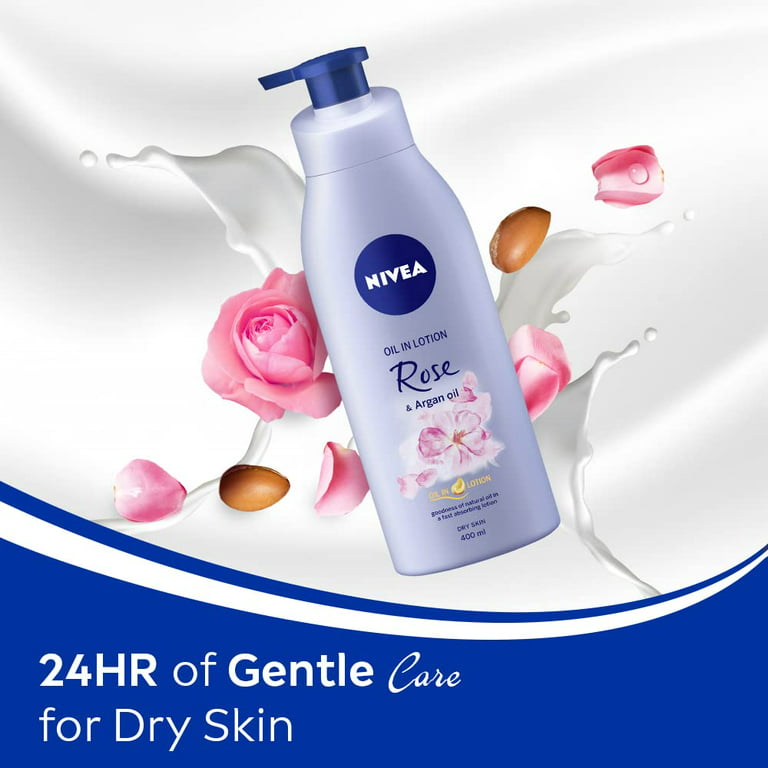 interferentie rivaal los van Nivea Rose and Argan Oil Body Lotion 400 ml (13.5 oz) - - goodness of natural  oil in a fast absorbin - Walmart.com