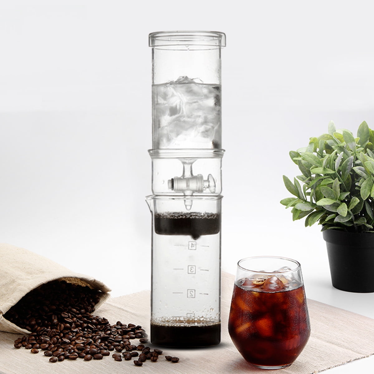 Home Travel Cold Brew Water Ice Drip Dutch Coffee Maker Portable Glass